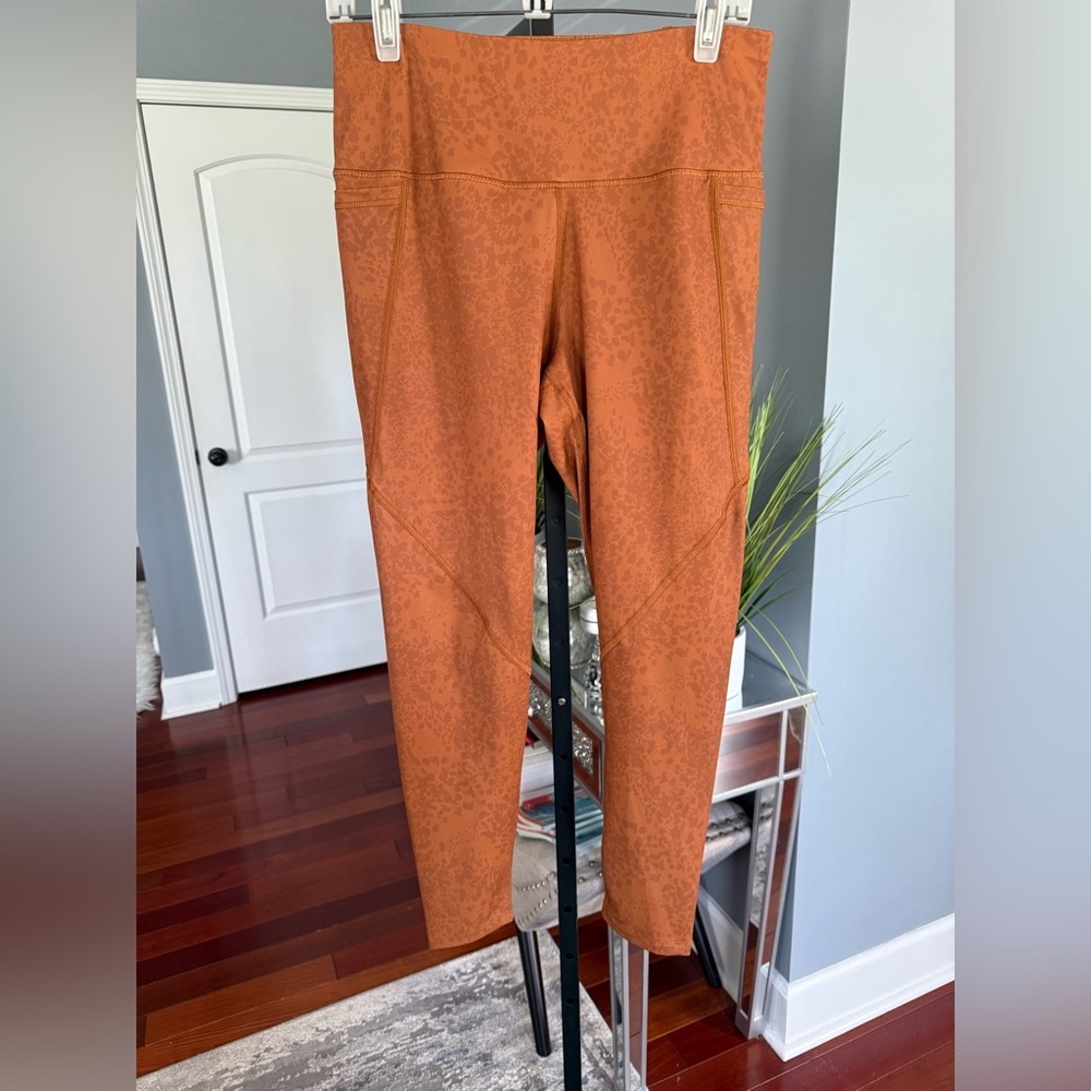 Sendara  Orange Ribbed Leggings High-Waisted Stretch